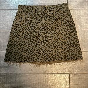 Zara Leopard Print High Waisted Denim Skirt Size Small